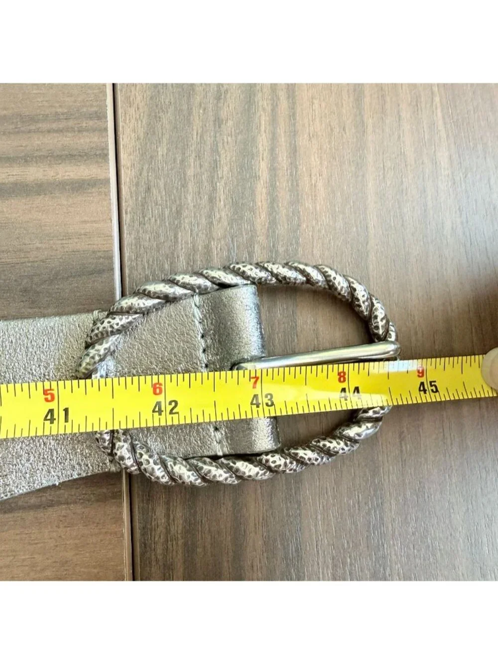 Vintage Womens Leather Belt L Fashion Braided Metallic Gold & Silver Sequins 45
